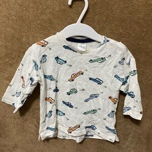 H&M Kids Car Print LS JERSEY-Shirt - White 4-6 mos